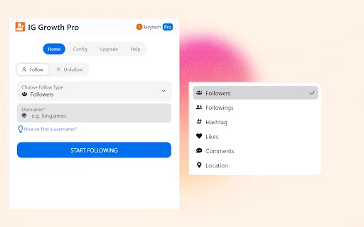 IG Growth Pro ڈاؤن لوڈ کریں – انسٹاگرام آٹومیشن کے لیے بہترین ٹول - Screenshot 1