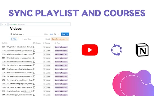 Snipo ڈاؤن لوڈ کریں – YouTube نوٹس کو Notion میں محفوظ کریں - Screenshot 4