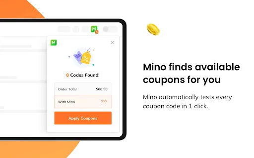 Mino: Automatic Coupons & Cash Back ڈاؤن لوڈ کریں – آن لائن بچت - Screenshot 1