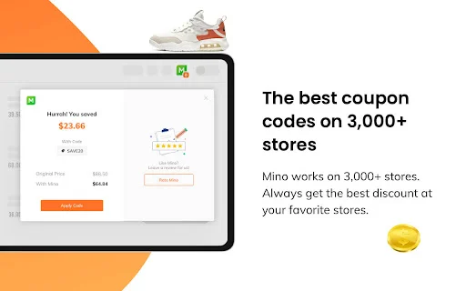 Mino: Automatic Coupons & Cash Back ڈاؤن لوڈ کریں – آن لائن بچت - Screenshot 3
